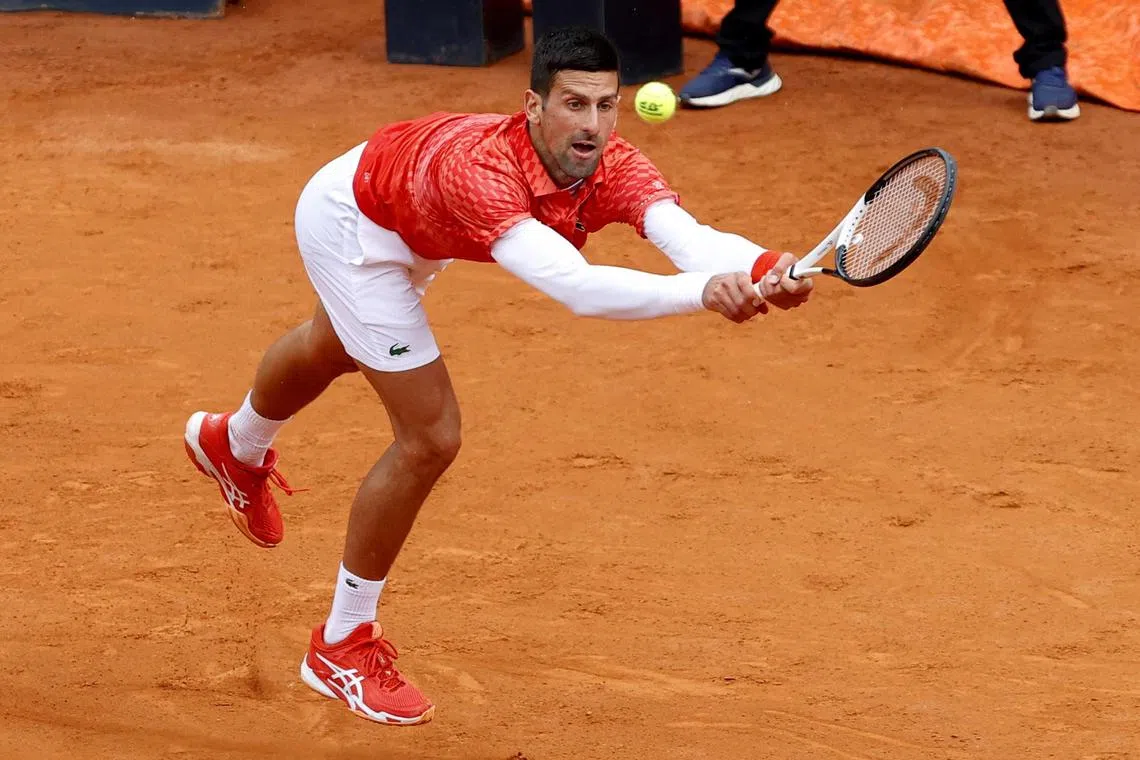 Tennis - Italian Open - Foro Italico, Rome, Italy - May 17, 2023
Serbia's Novak Djokovic in action during his quarter final match against Denmark's Holger Rune REUTERS/Ciro De Luca
