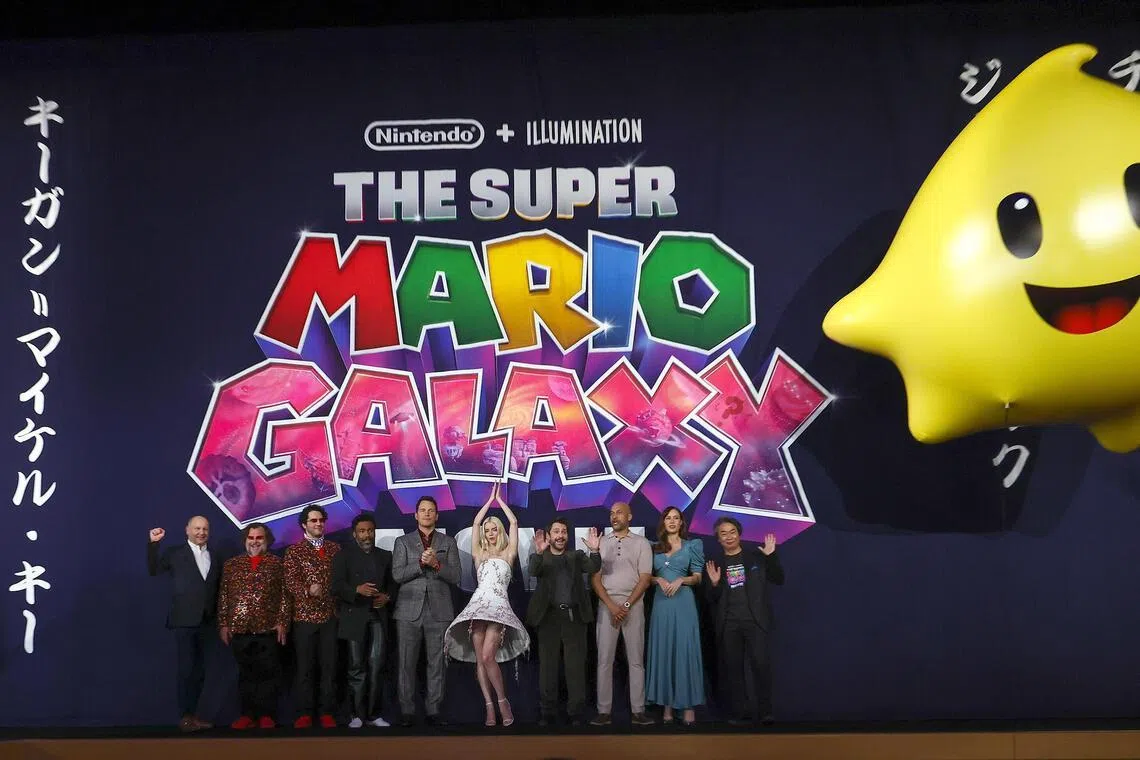 Producers Mr Chris Meledandr and Mr Shigeru Miyamoto attend the world premiere of The Super Mario Galaxy with its actors in Kyoto, Japan, on March 28. The Super Mario Galaxy Movie will hit theaters in the US and global markets from April 1.