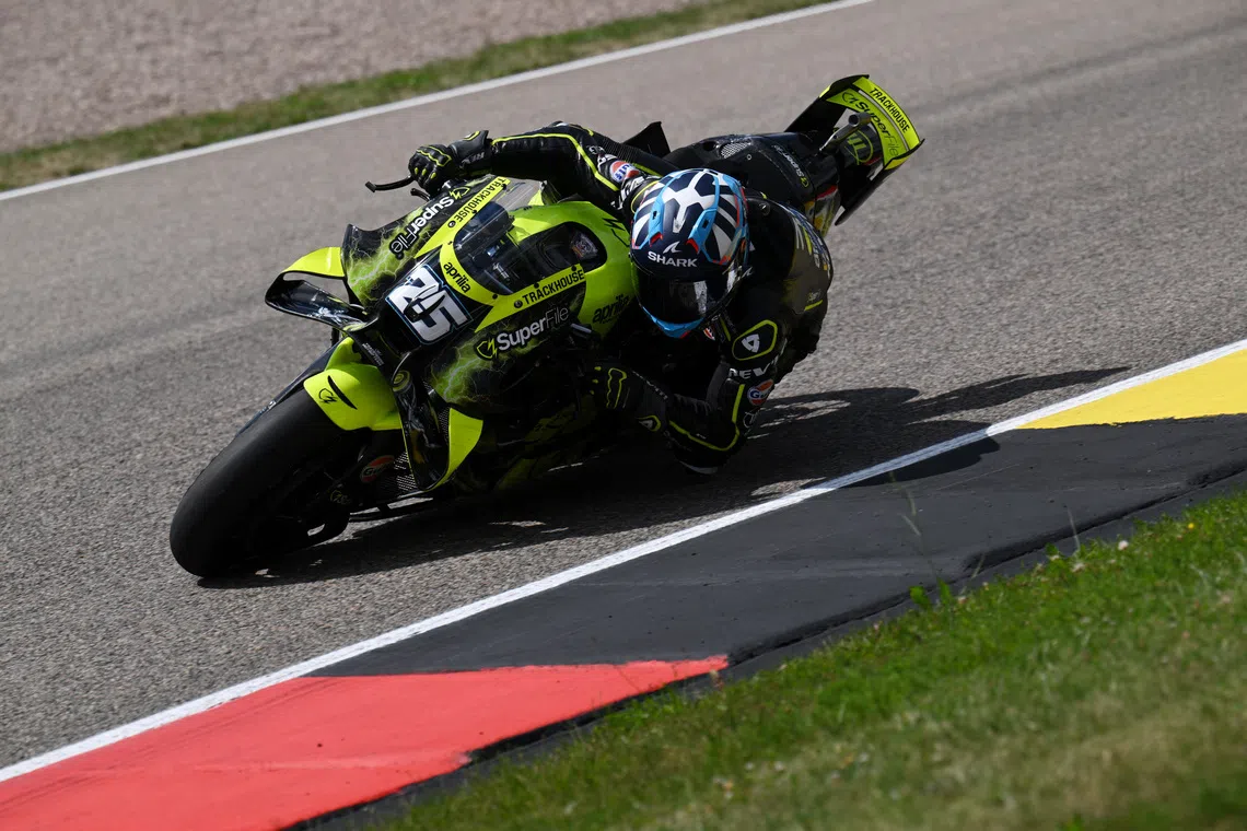 FILE PHOTO: MotoGP - German Grand Prix - Sachsenring, Hohenstein-Ernstthal, Germany - July 12, 2026 Trackhouse MotoGP Team's Raul Fernandez in action during the MotoGP race REUTERS/Annegret Hilse/File Photo