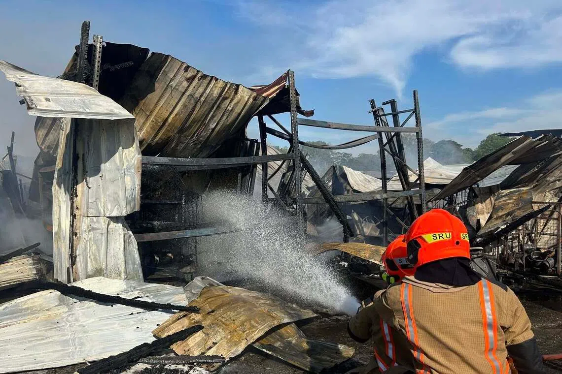 A fire which broke out at a storage shed in Sungei Tengah was extinguished with no reported injuries, the SCDF said.