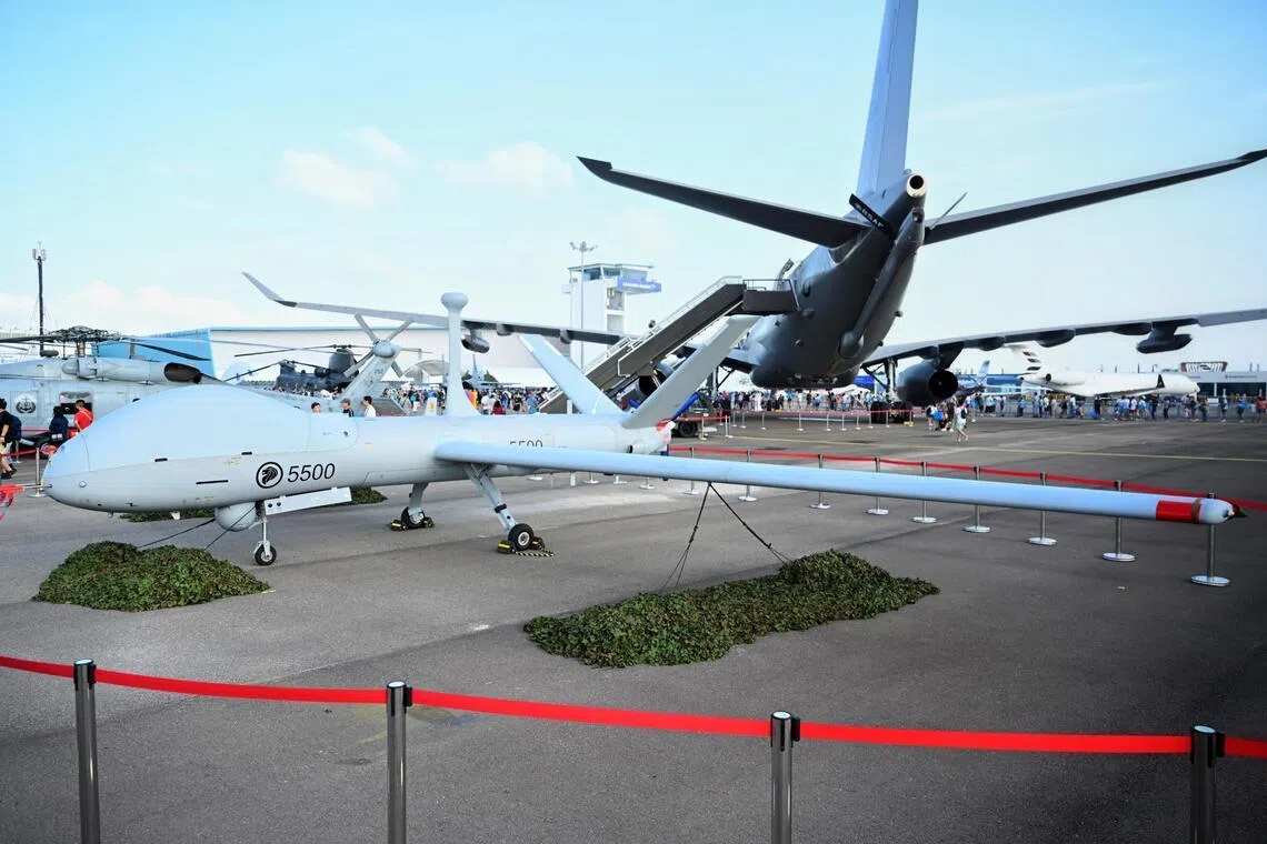 The RSAF Hermes 900 on display at the Singapore Airshow media preview on Jan 31.