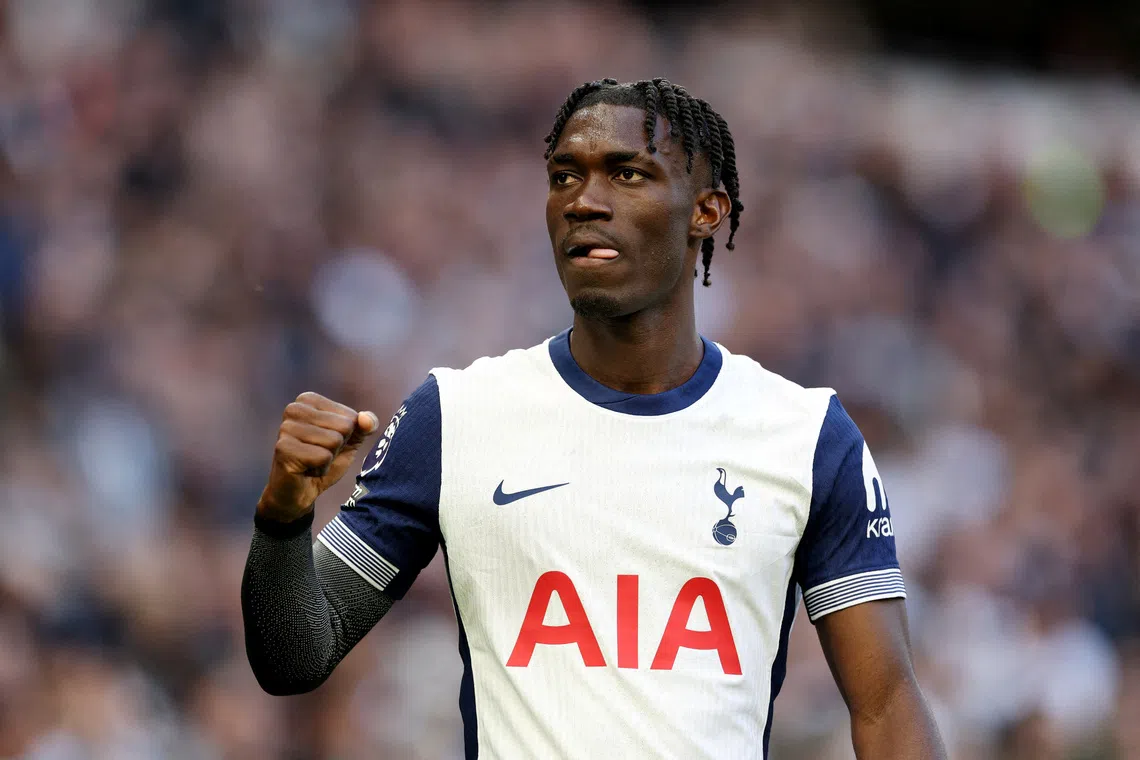 Soccer Football - Premier League - Tottenham Hotspur v West Ham United - Tottenham Hotspur Stadium, London, Britain - October 19, 2024 Tottenham Hotspur's Yves Bissouma celebrates scoring their second goal Action Images via Reuters/Paul Childs/File Photo