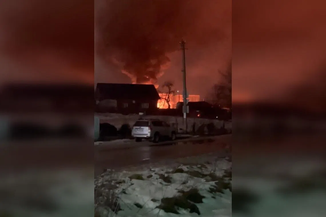 Ukraine's military said it had hit a Russian oil depot in the western Smolensk region, setting fire to tanks storing oil products. 
