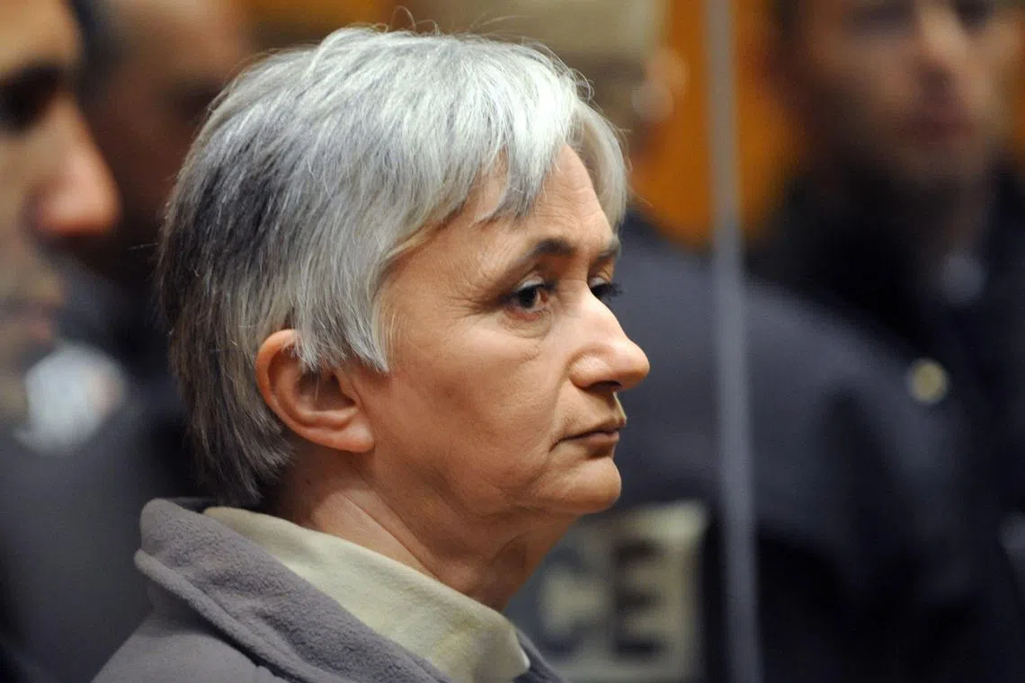 Monique Olivie waits for the beginning of her trial, on March 27, 2008 at courthouse in Charleville-Mezieres, a town in the French Ardennes region bordering Belgium . 