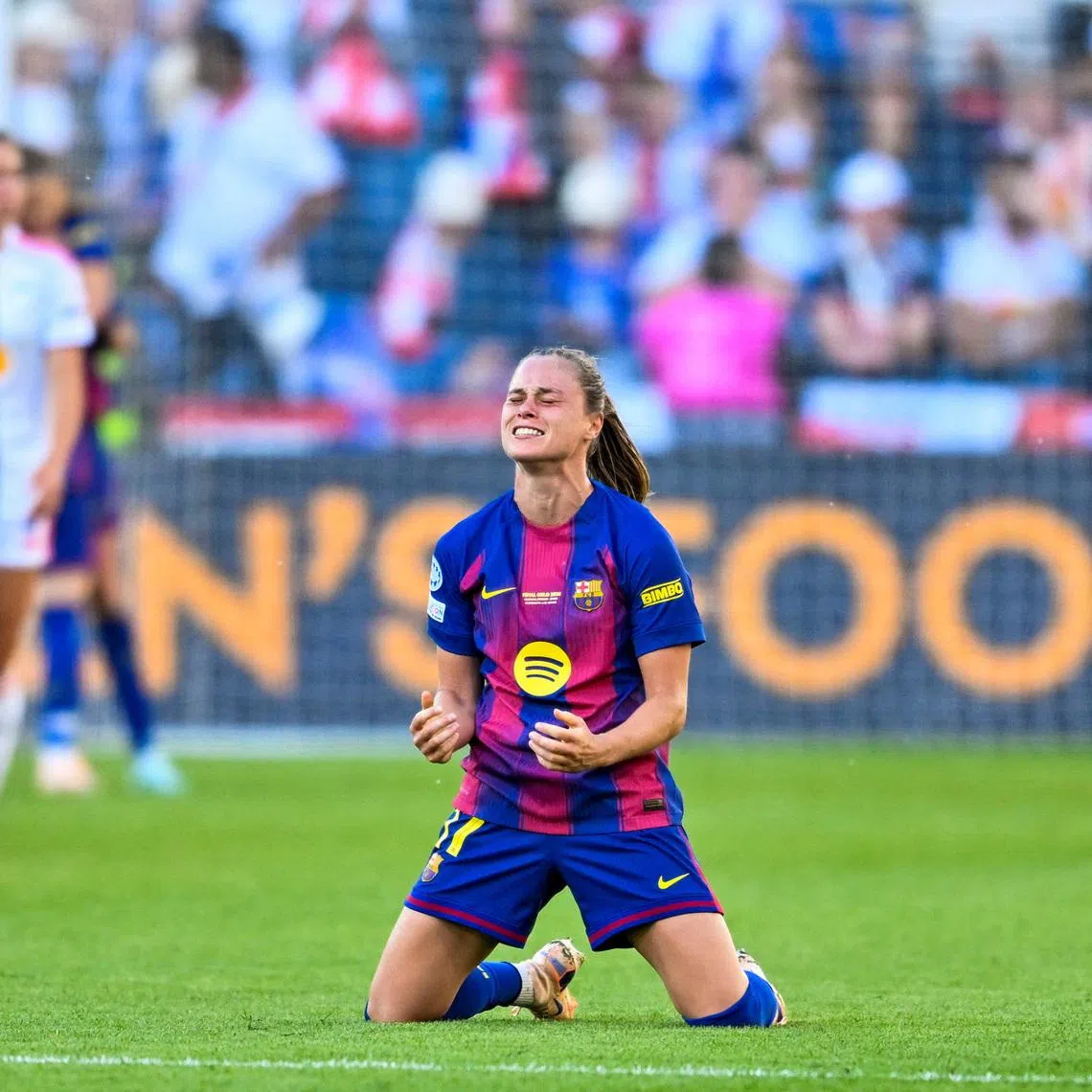 Soccer Football - UEFA Women's Champions League - Final - FC Barcelona v OL Lyonnes - Ullevaal Stadion, Oslo, Norway - May 23, 2026 FC Barcelona's Ewa Pajor celebrates after winning the UEFA Women's Champions League  REUTERS/Annika Byrde