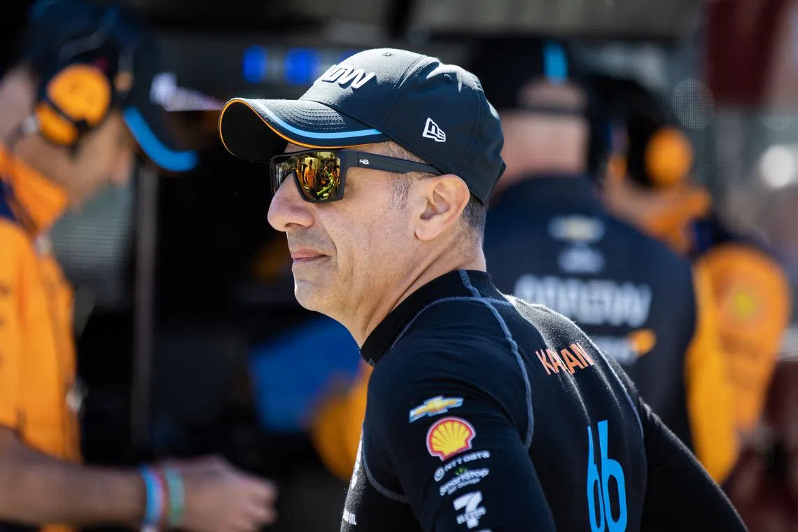 FILE PHOTO: May 26, 2023; Indianapolis, Indiana, USA; IndyCar Series driver Tony Kanaan during Carb Day practice for the Indianapolis 500 at Indianapolis Motor Speedway. Mandatory Credit: Mark J. Rebilas-USA TODAY Sports/File Photo
