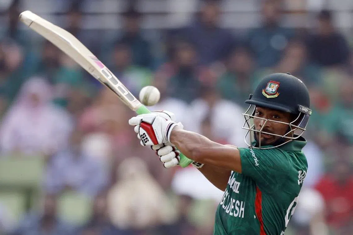 Cricket - Third T20 - Bangladesh v England - Sher-E-Bangla National Cricket Stadium, Dhaka, Bangladesh - March 14, 2023 Bangladesh's Najmul Hossain Shanto in action REUTERS/Adnan Abidi/ File photo