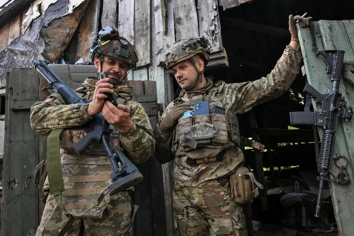 Ukrainian servicemen in the Dnipropetrovsk region of Ukraine.