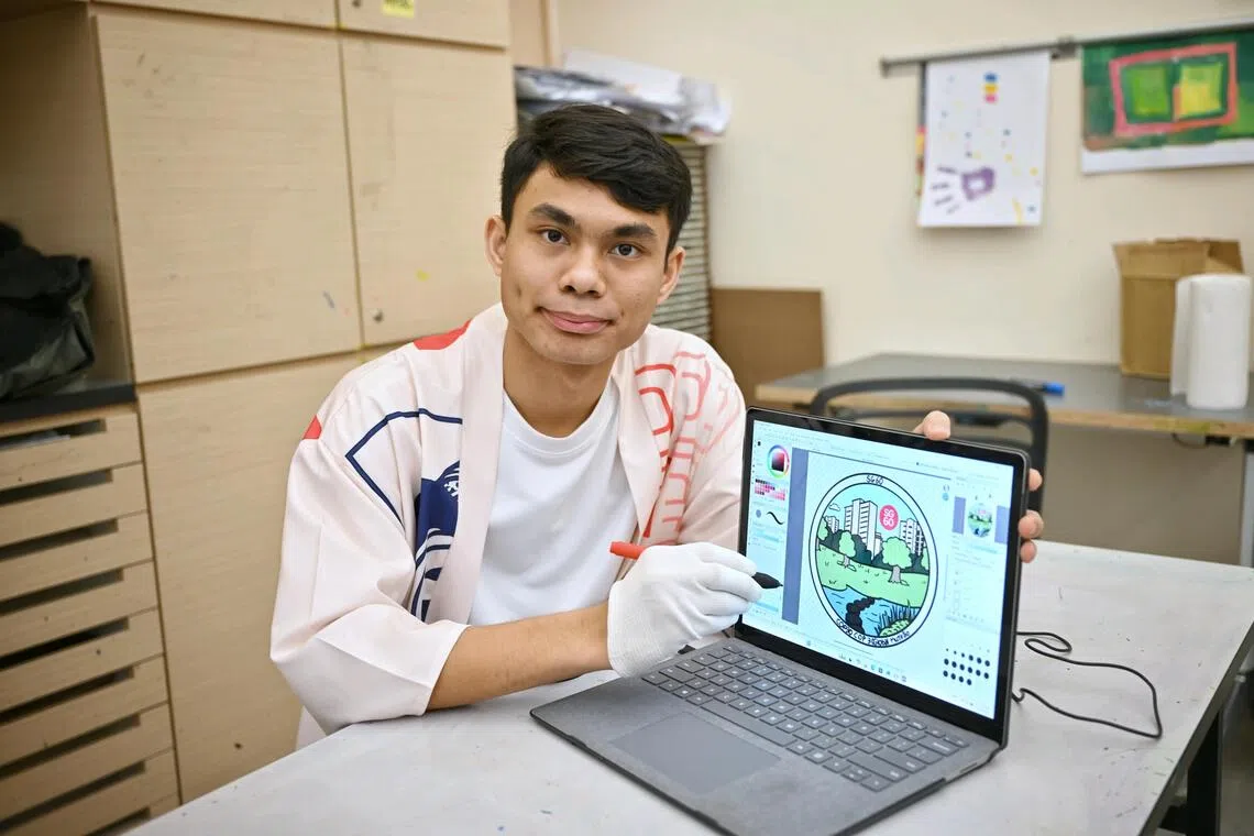 Visual artist Mohammad Zulkhairi Lutfi Mohd Azam says the pin he designed shows a balance between nature and the urban environment.