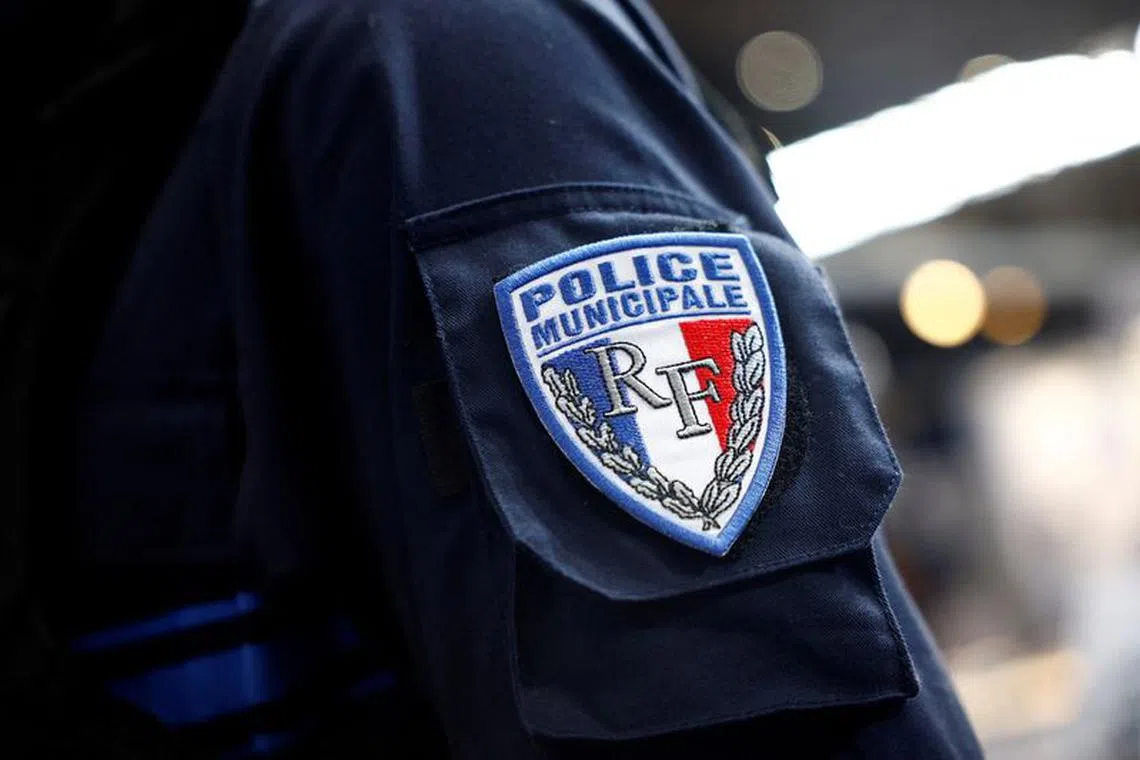 FILE PHOTO: A badge of the French Municipal Police is seen at the Milipol Paris, the worldwide exhibition dedicated to homeland security and safety, in Villepinte near Paris, France, November 15, 2023. REUTERS/Sarah Meyssonnier/File Photo