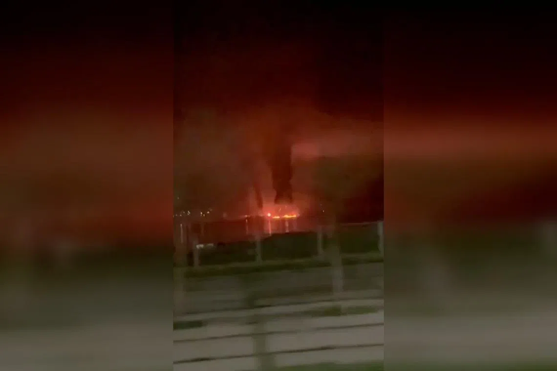 Ukraine drones spark blaze at Russia’s Sheskharis oil terminal, sources say