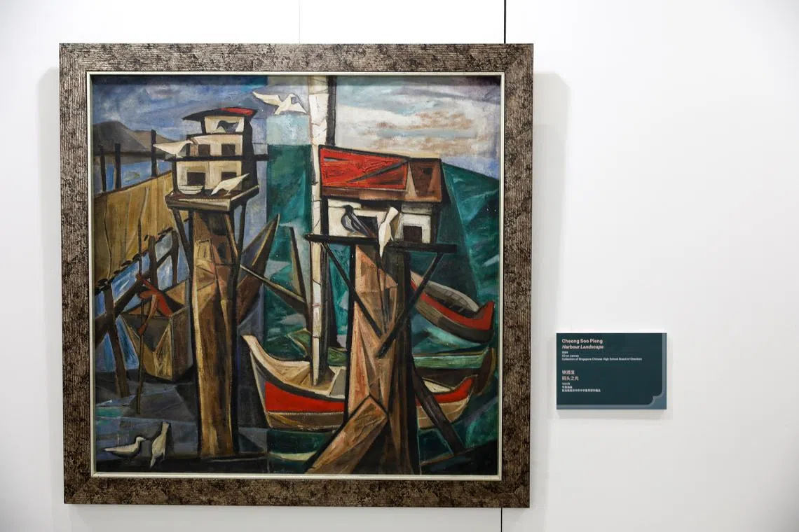 Harbour Landscape (1954) by Cheong Soo Pieng, one of the 28 artists showcased in the exhibition.