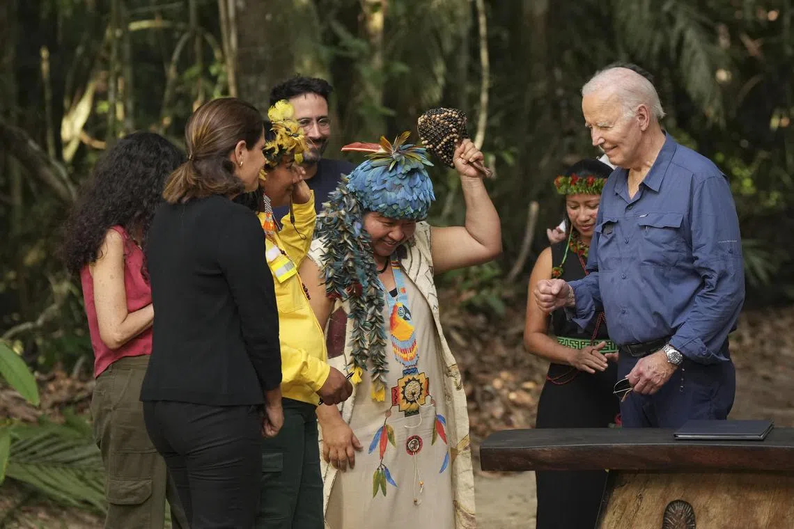 US President Joe Biden met with indigenous leaders in the Brazilian city of Manaus.