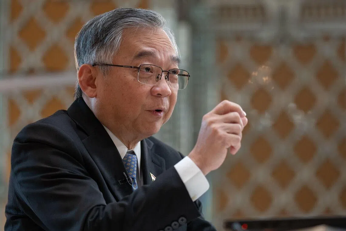 Deputy Prime Minister Gan Kim Yong speaking to Bloomberg TV on the sidelines of Bloomberg New Economy Forum 2026 in New Delhi, on Oct 14.