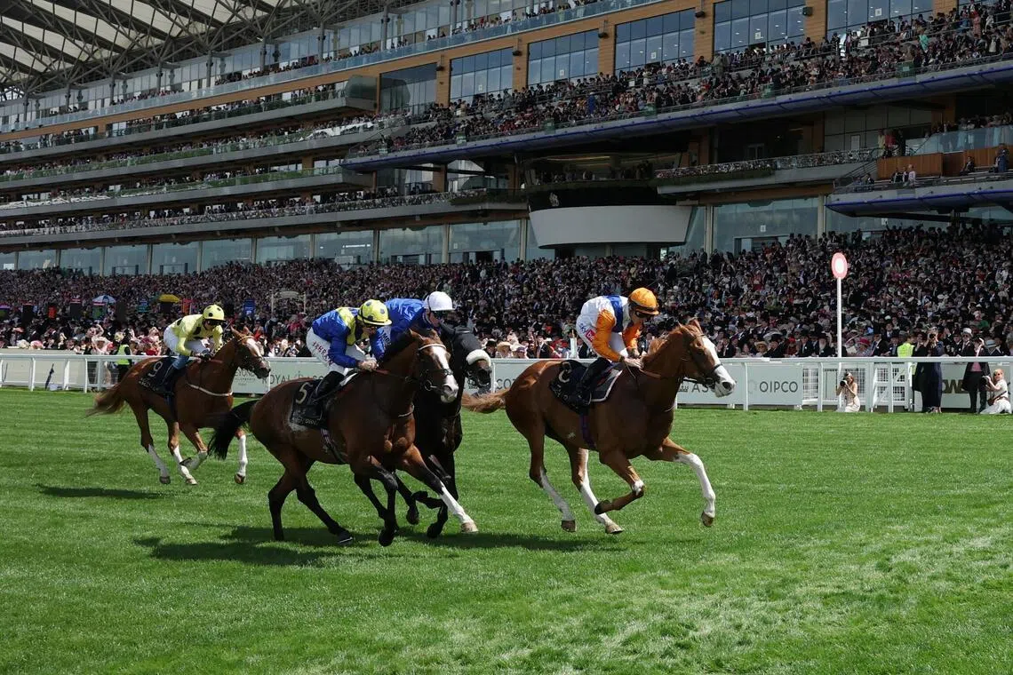 Kieran Shoemark riding Ten Bob Tony to win the Queen Anne Stakes at Royal Ascot on June 16, 2026.