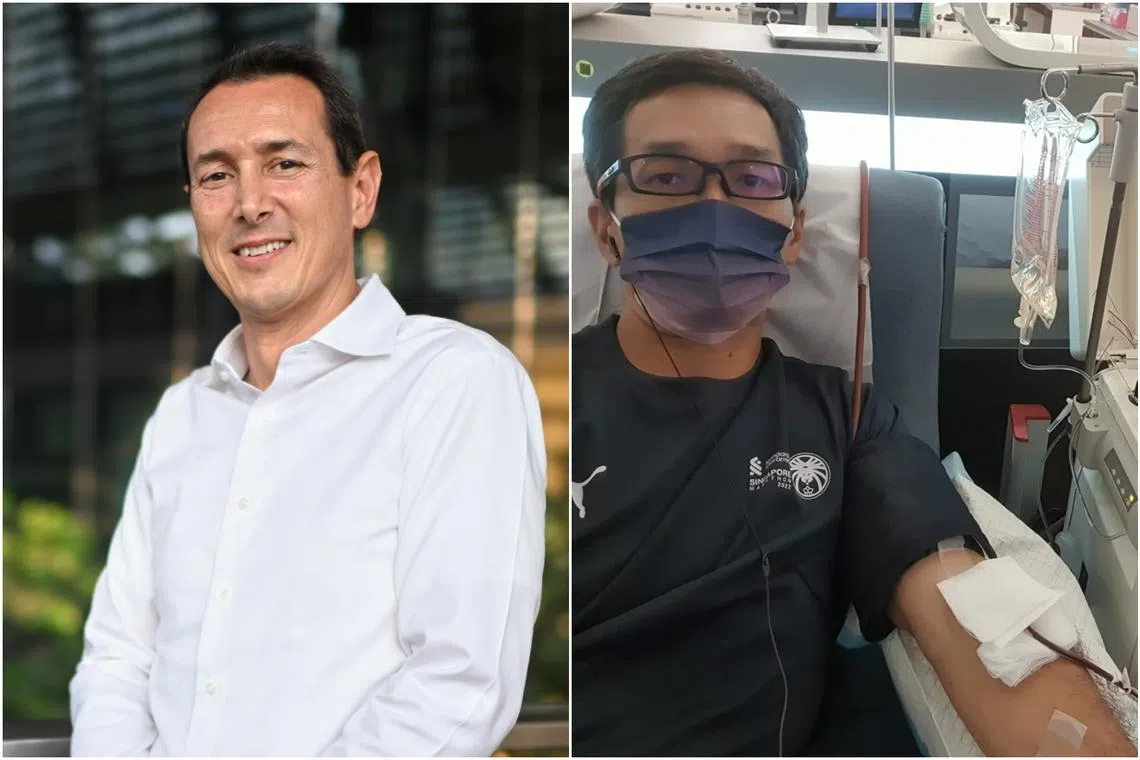Italian expatriate Gabriele Possenti (left) and engineering manager Sim Yong Peng successfully donated their blood.