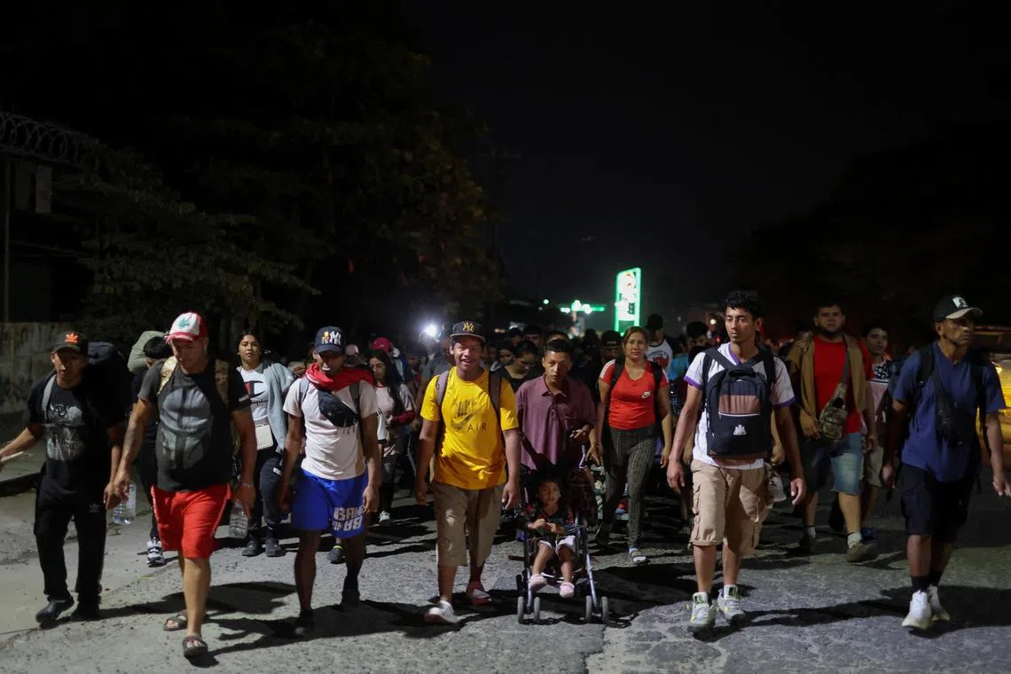A caravan of migrants in Mexico heading for the border with the US, on Jan 21.