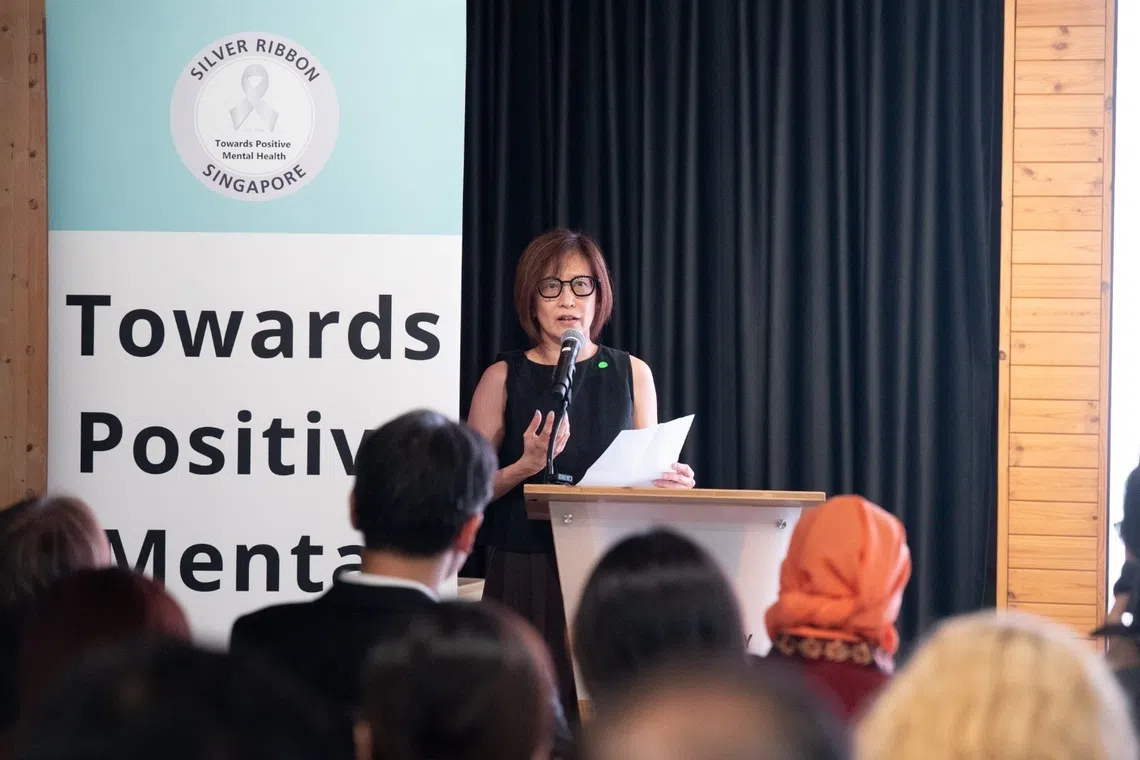 The Straits Times’ senior health correspondent Joyce Teo speaking at the award ceremony at the Singapore Sustainability Academy at City Square Mall.
