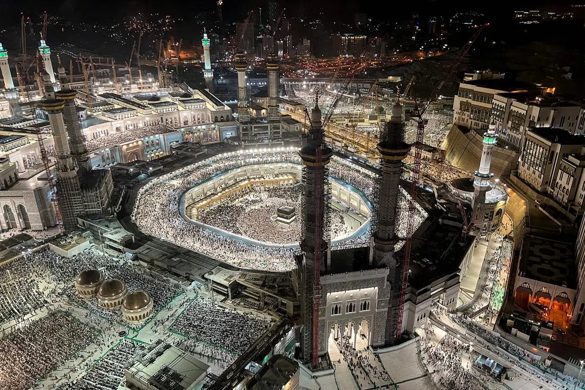 Haj pilgrims gather around the Kaaba in Mecca’s Grand Mosque on June 22.