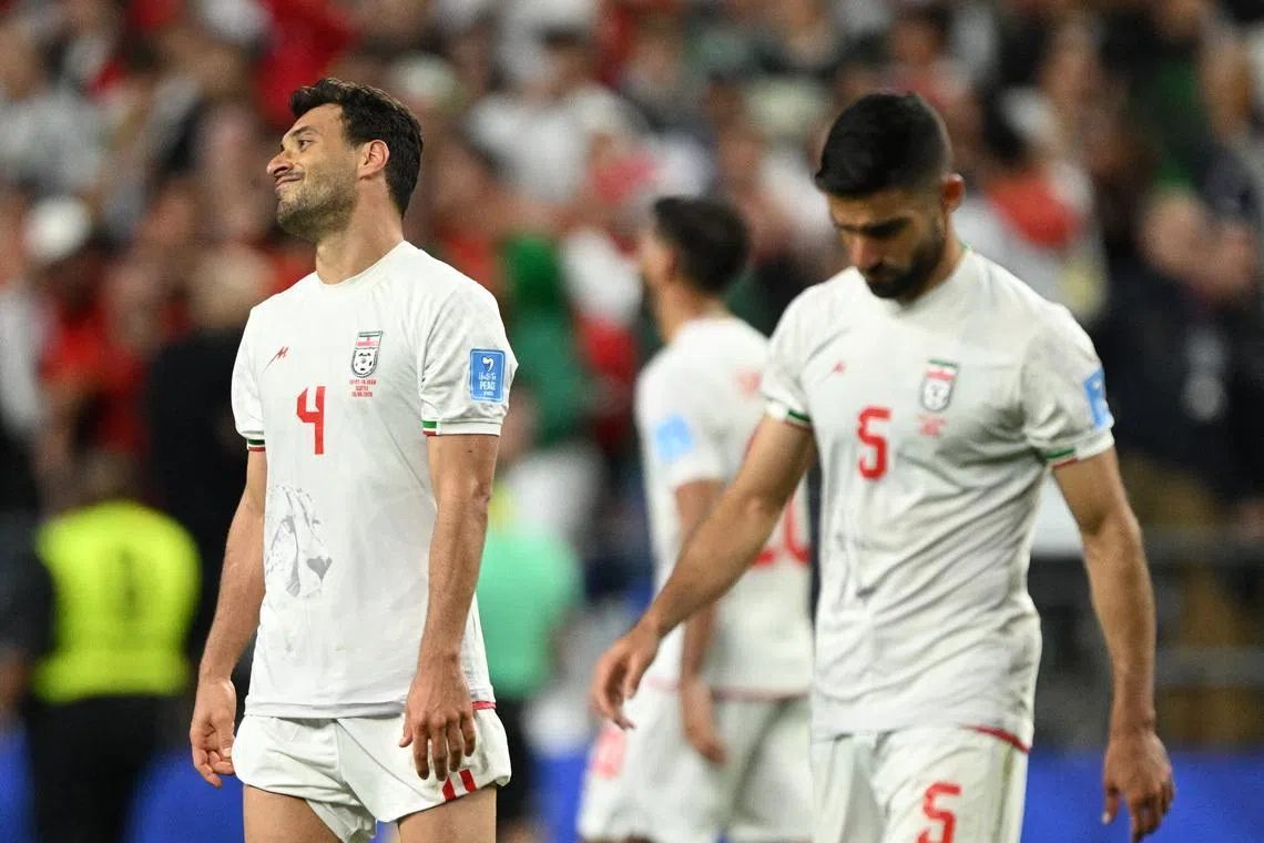 Iran’s Shoja Khalilzadeh’s goal against Egypt was disallowed after a VAR review.