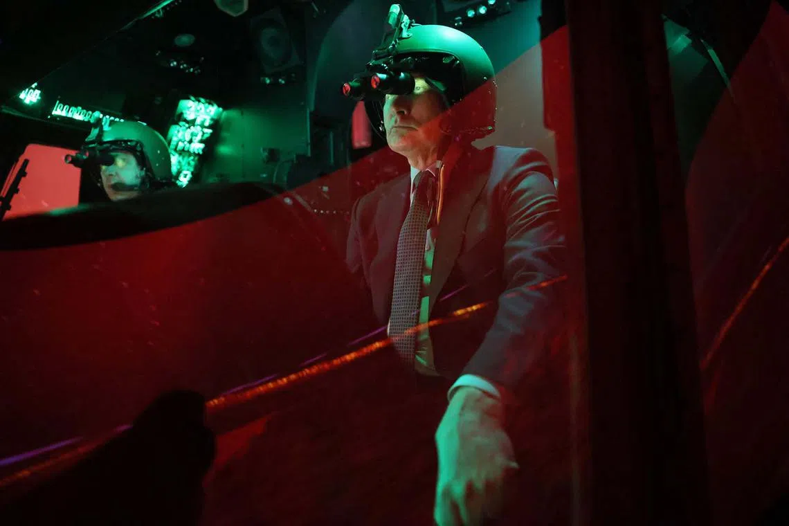 Russia's President Vladimir Putin visiting the 344th Army Aviation Centre (aircrew combat training and transition) in Torzhok, Russia, March 27, 2024. 