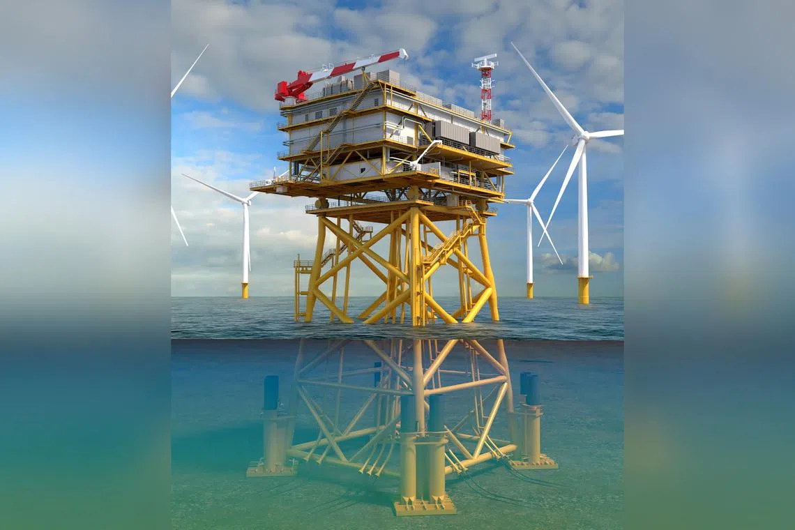 An artist’s impression of an offshore substation platform for the Empire Wind project, which Seatrium has been contracted to build.