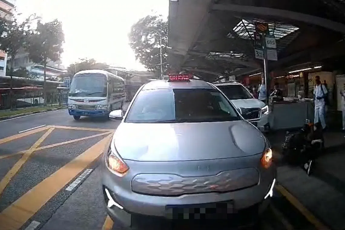 A video uploaded on social media showed a car knocking into two women and a boy at a taxi stand.
