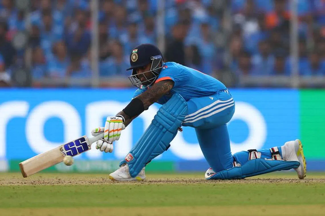 Cricket - ICC Cricket World Cup 2023 - Final - India v Australia - Narendra Modi Stadium, Ahmedabad, India - November 19, 2023 India's Suryakumar Yadav in action REUTERS/Andrew Boyers