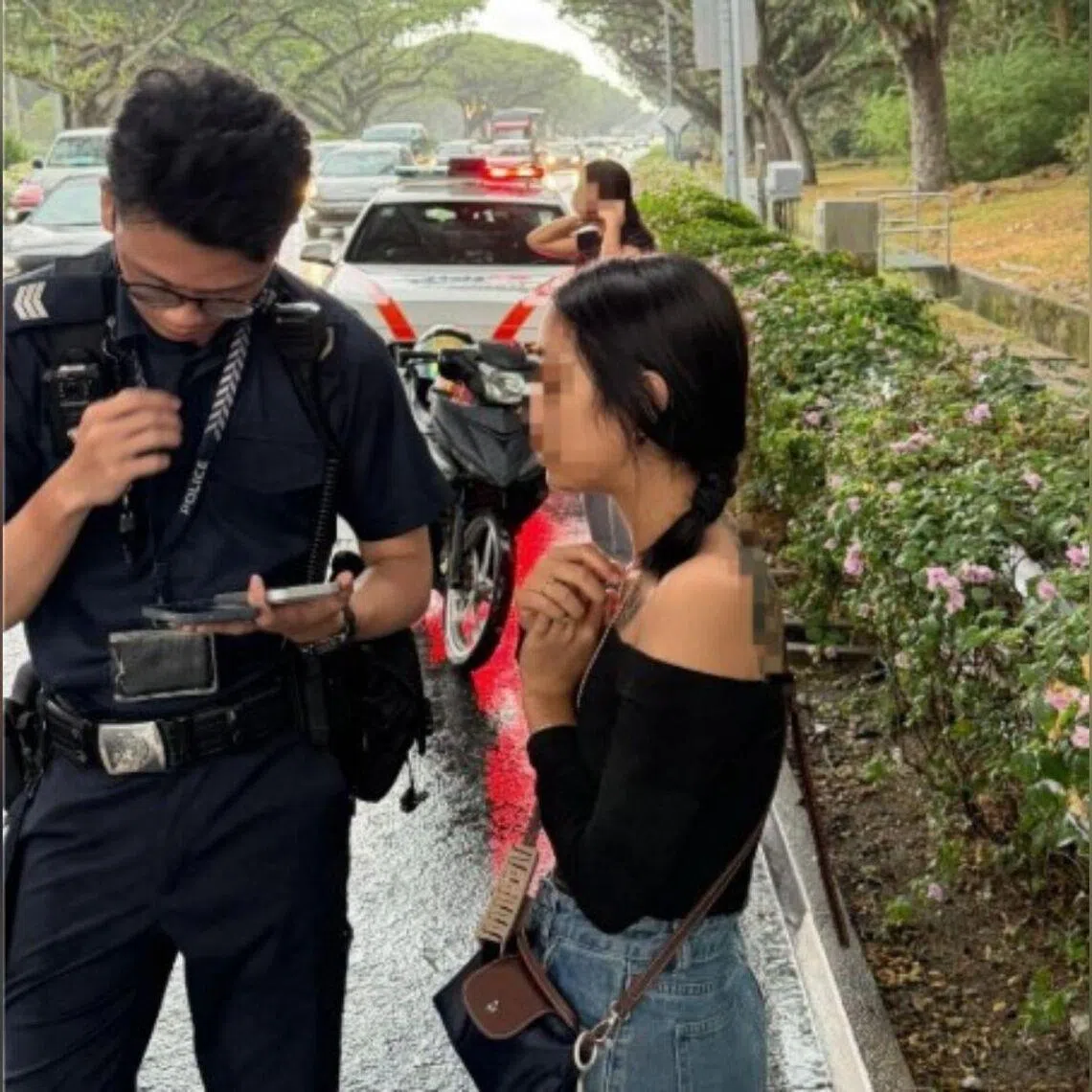 Traffic police officers stopped the 16-year-old female motorcyclist on the ECP during a routine patrol on Feb 5.