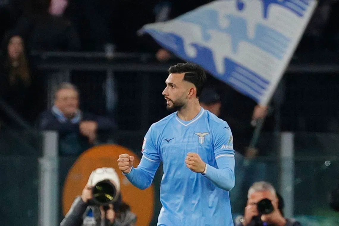 Soccer Football - Coppa Italia - Semi Final - Second Leg - Lazio v Juventus - Stadio Olimpico, Rome, Italy - April 23, 2024 Lazio's Taty Castellanos celebrates scoring their second goal. REUTERS/Ciro De Luca