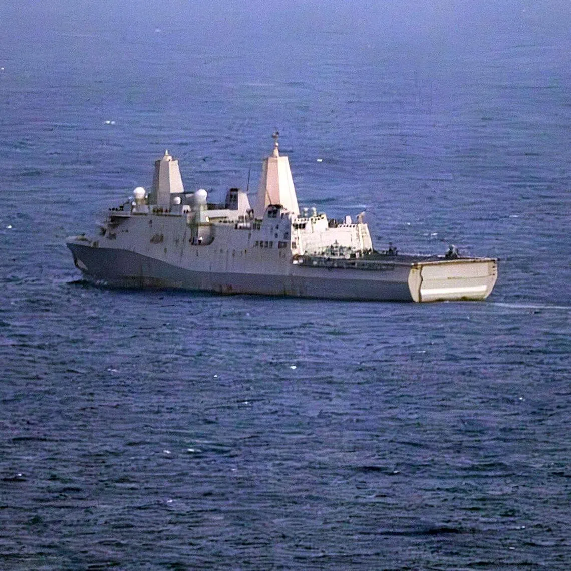 The USS New Orleans enforcing a maritime blockade against ships entering or exiting Iranian ports and coastal areas on April 28.
