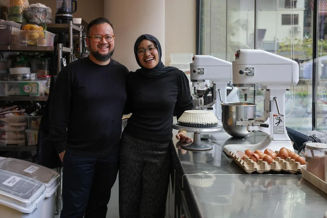 Husband and wife co-owners of Big Mouth Bakehouse, Mr Ashraf Alami (left) and Ms Nursyazanna Syaira Md Suhimi.