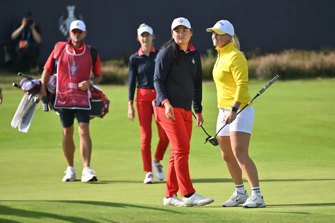 Nelly Korda finally beaten as Europe grasp slender Solheim Cup lead midway through day 2