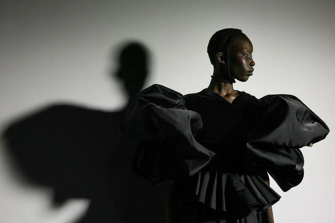 A model getting ready behind the backstage prior to the Viktor and Rolf Women's Haute Couture Spring/Summer 2026 collection fashion show as part of the Paris Haute Couture Fashion Week, in Paris, France on Jan 28, 2026. 