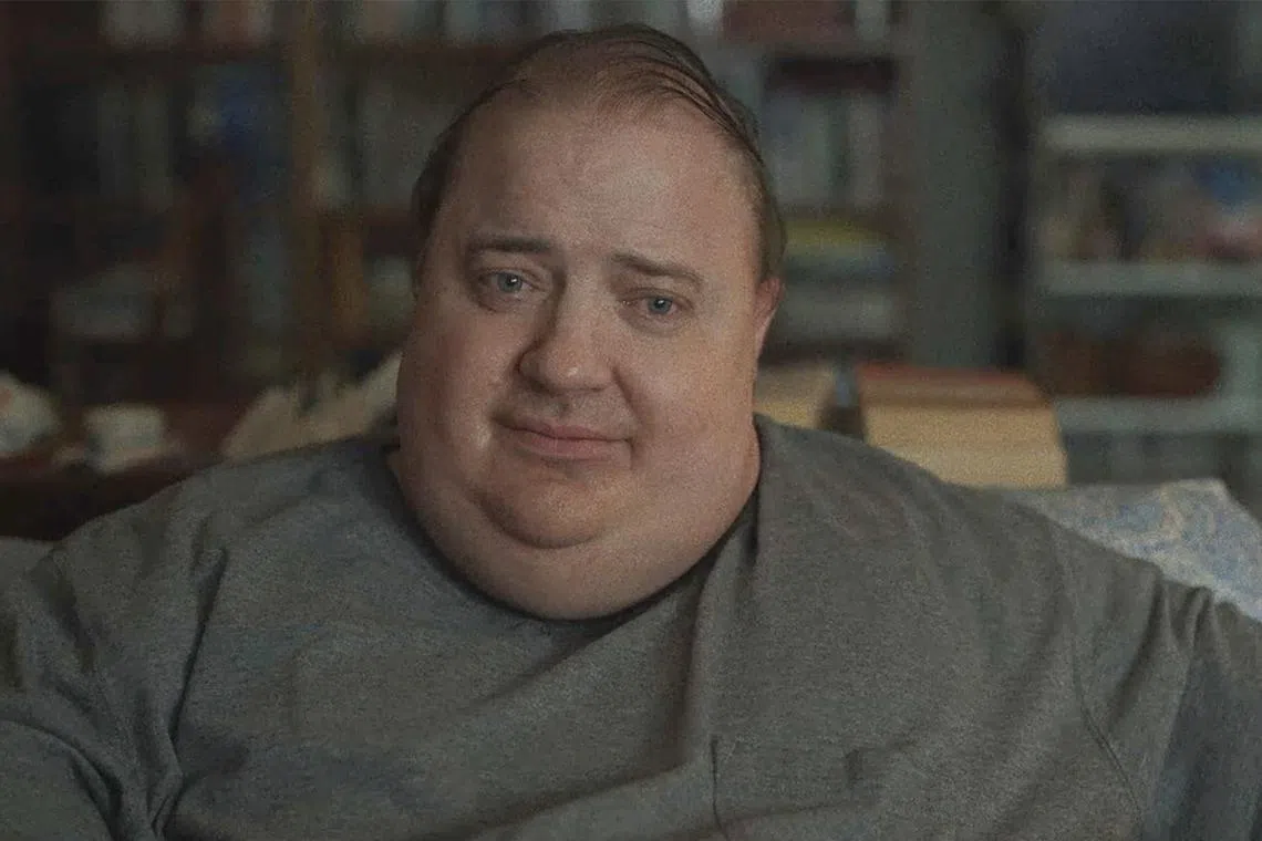 A still from The Whale starring Brendan Fraser.