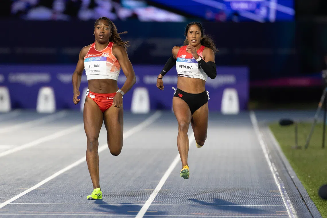 Singapore’s Shanti Pereira racing in the women’s 200m final at the Commonwealth Games.
