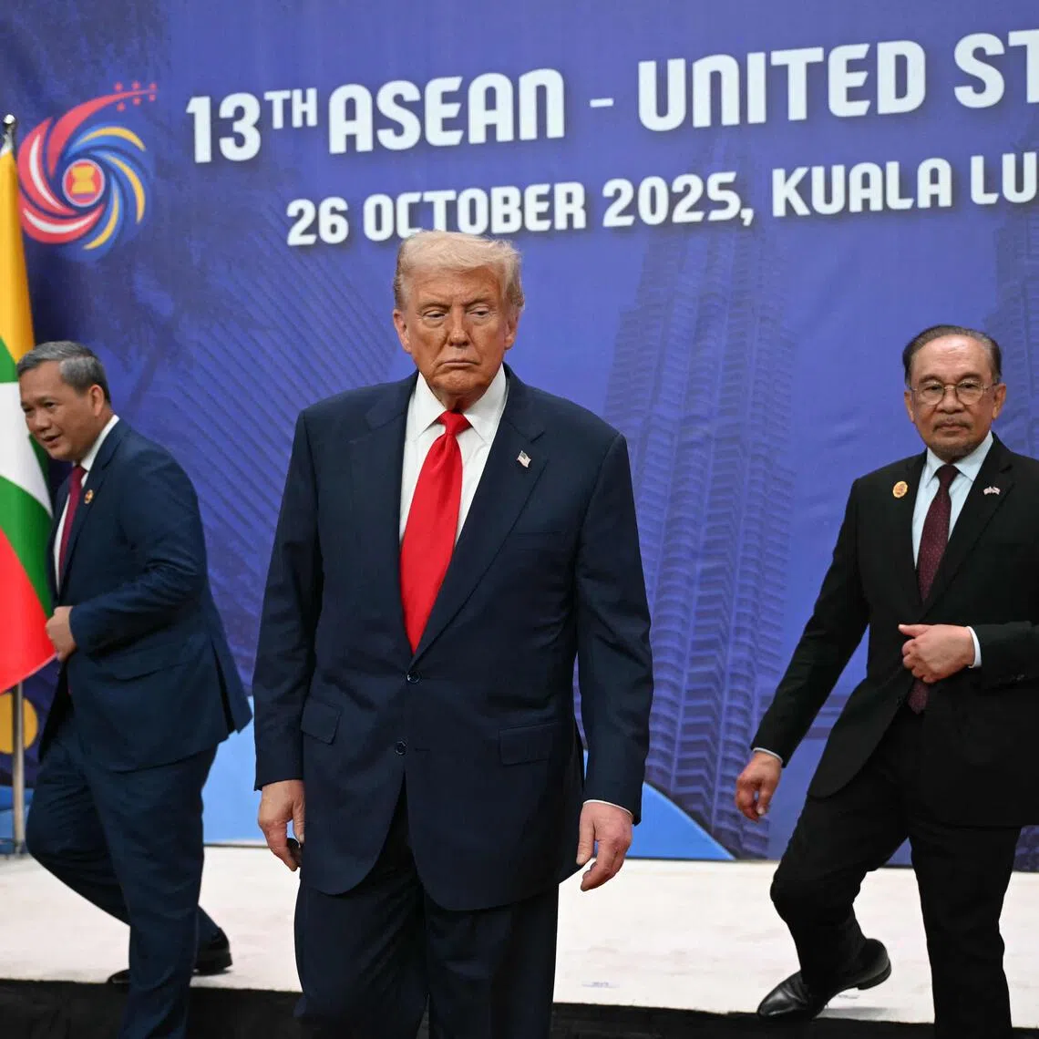 US President Donald Trump, with Malaysia's Prime Minister Anwar Ibrahim and Cambodia's Hun Manet, was at October's Asean summit.