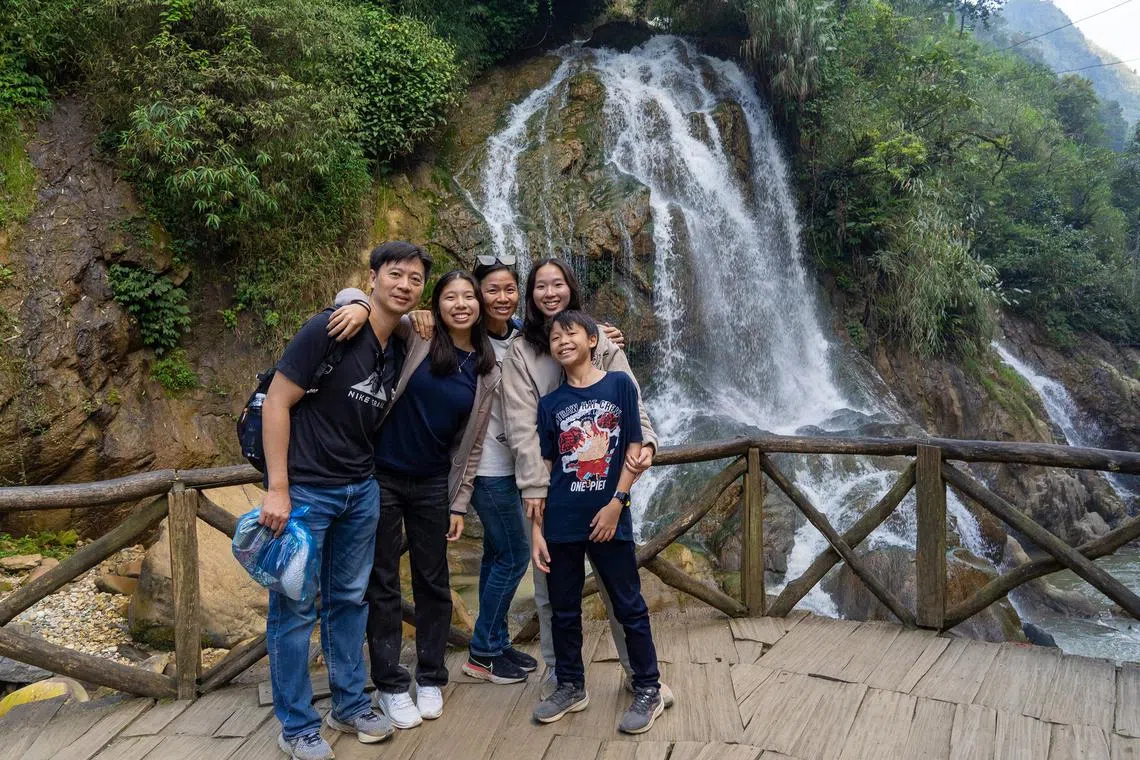 Mr Jason Sam and Mrs Mey Sam and their children, (from left) Jazreel, Glenda and Marcus during their travels.