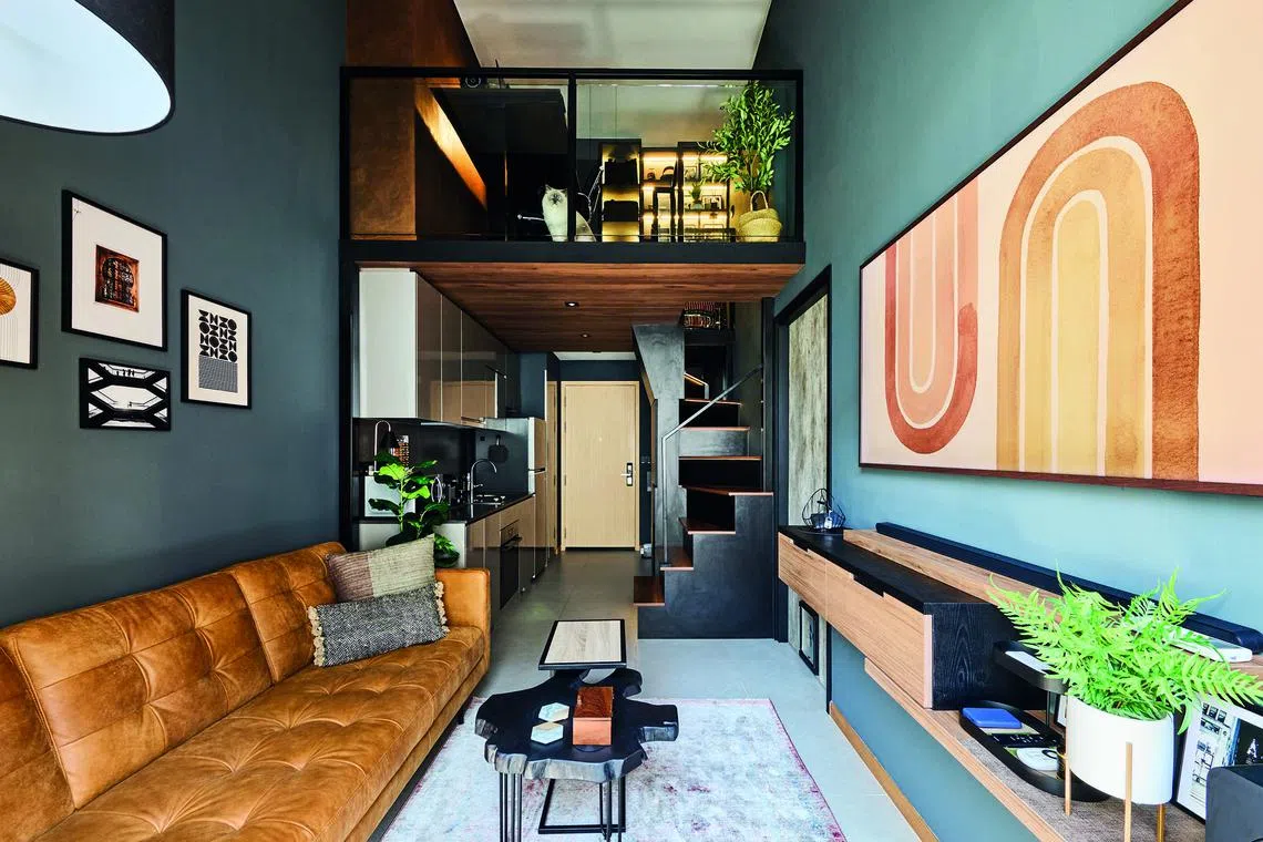 Lighter colours are introduced into the dark interior by way of furnishings and accessories.