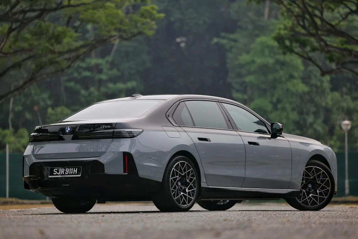 The BMW i7 is big, but four-wheel steering makes it really nimble.
