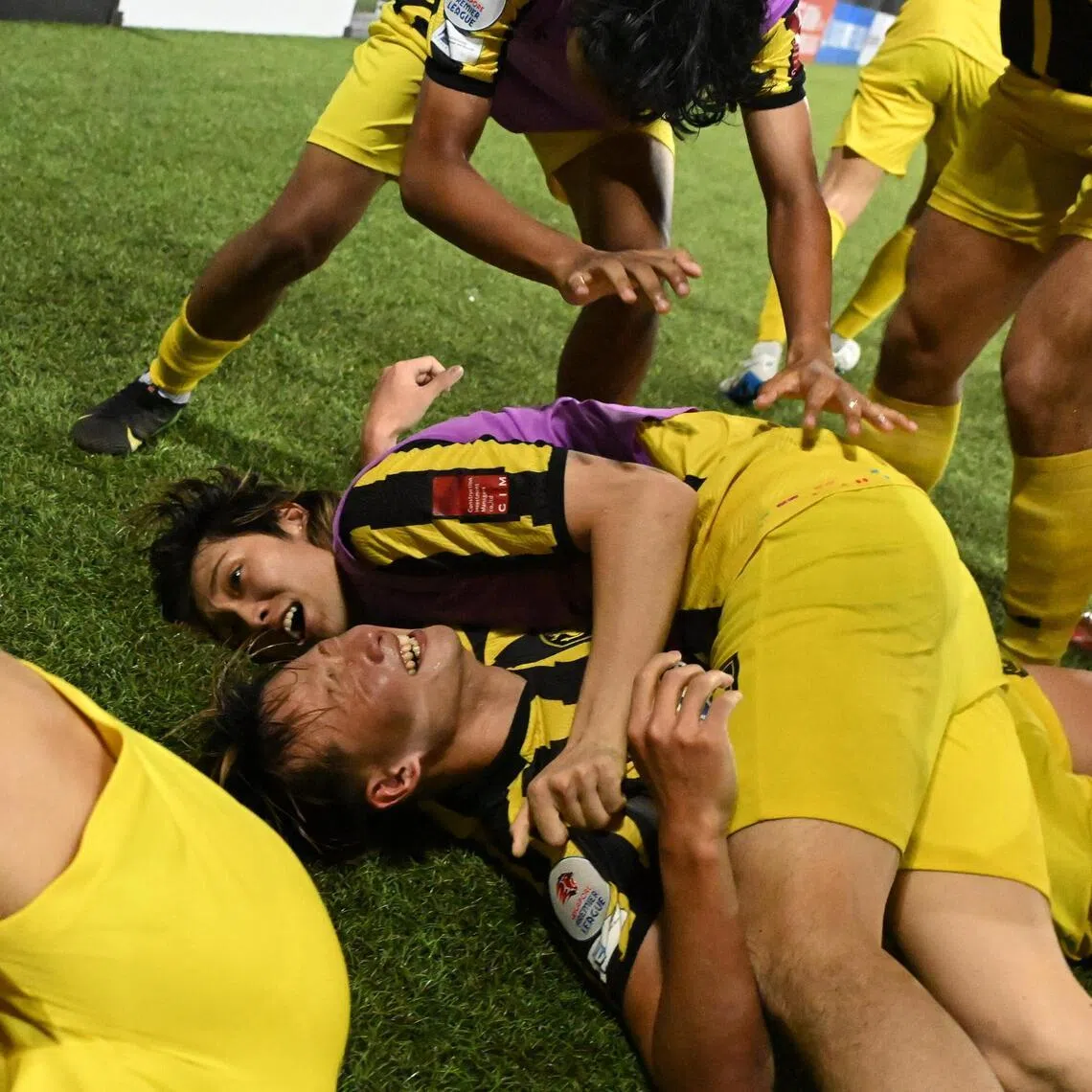 BG Tampines Rovers celebrates after forward Hide Higashikawa scores against Geylang International at Our Tampines Hub on April 11, 2026. 

ST PHOTO: AZMI ATHNI