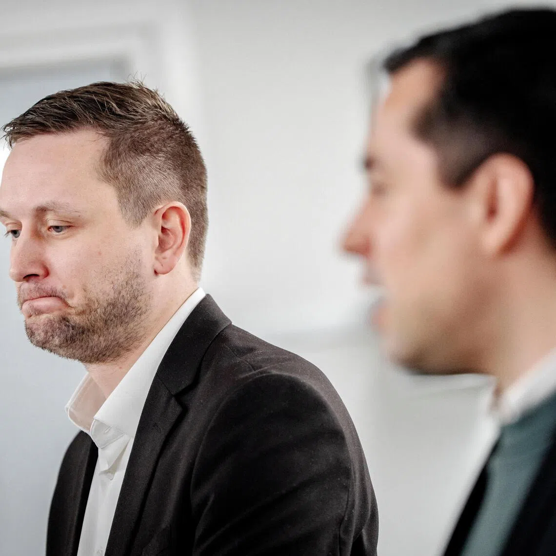 Mr Jens-Frederik Nielsen and Mr Mute Bourup Egede are seen during a press conference in Nuuk, Greenland, on Jan 20, 2026.