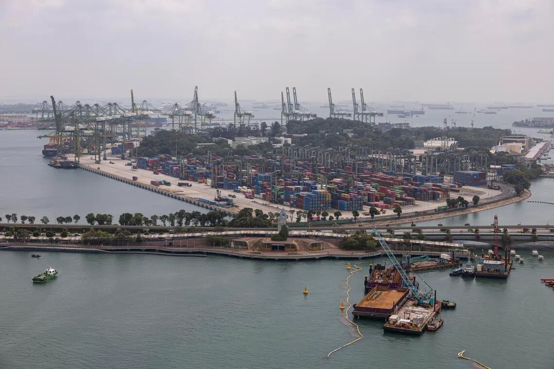 The container terminal at Pulau Brani is set to be redeveloped.