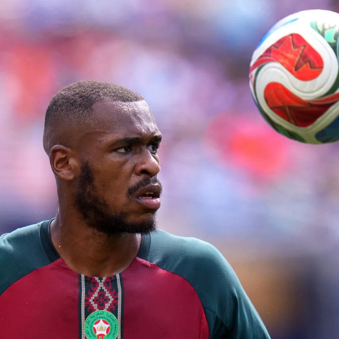 Soccer Football - FIFA World Cup 2026 - Quarter Final - France v Morocco - Boston Stadium, Foxborough, Massachusetts, U.S. - July 9, 2026 Morocco's Issa Diop during the warm up before the match IMAGN IMAGES via Reuters/David Butler Ii
