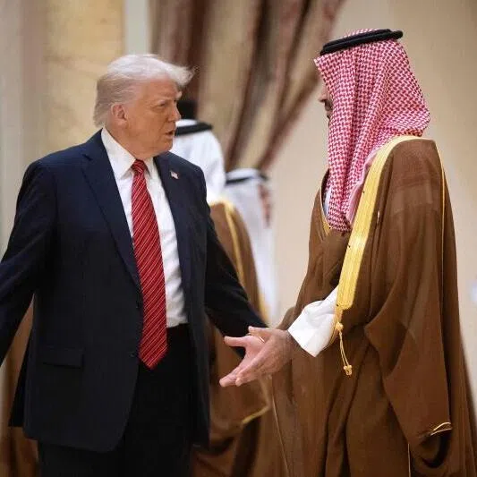 US President Donald Trump with Saudi Crown Prince Mohammed bin Salman during a gathering of the six-nation Gulf Cooperation Council in Riyadh, on May 14.