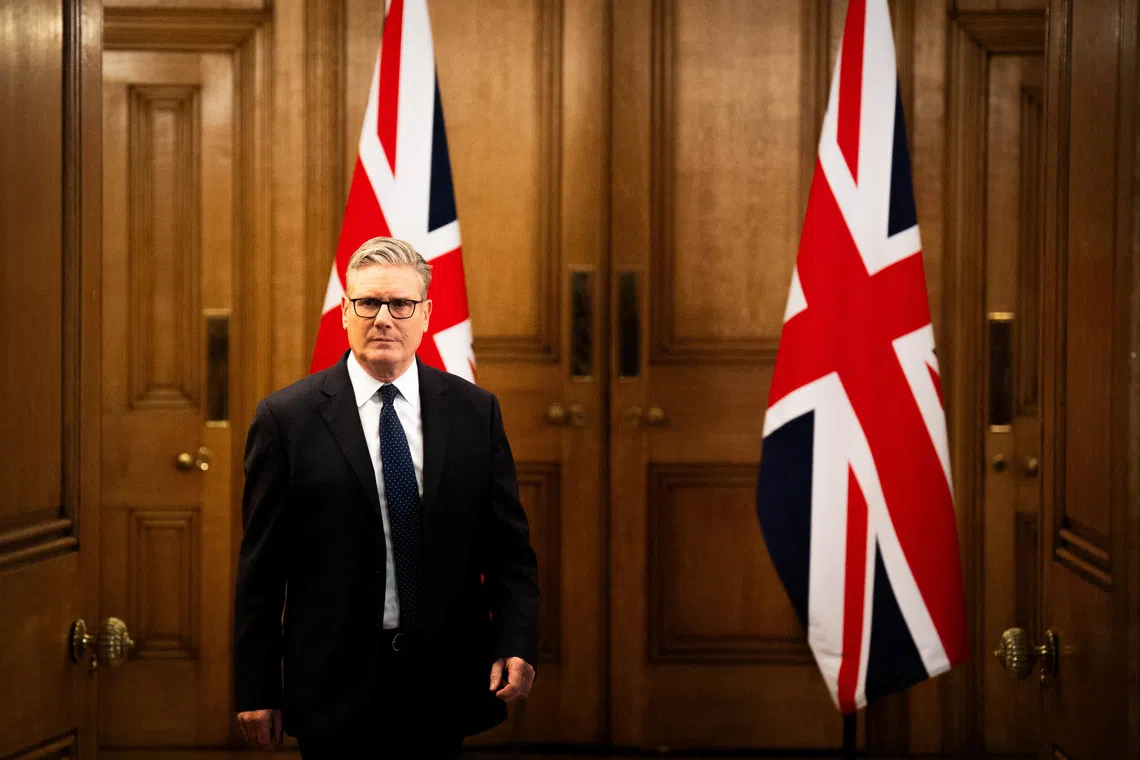 British Prime Minister Sir Keir Starmer arrives to speak following the incident at Heaton Park Hebrew Congregation synagogue in Crumpsall, Manchester, at 10 Downing Street, London, Britain, October 2, 2025. James Manning/Pool via REUTERS