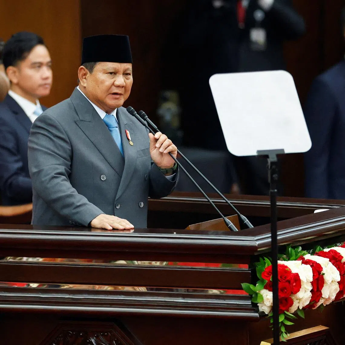 Indonesian President Prabowo Subianto delivers his annual State of the Nation Address, ahead of the country's Independence Day, in Jakarta, Indonesia, August 15, 2025. REUTERS/Ajeng Dinar Ulfiana/Pool/ File Photo
