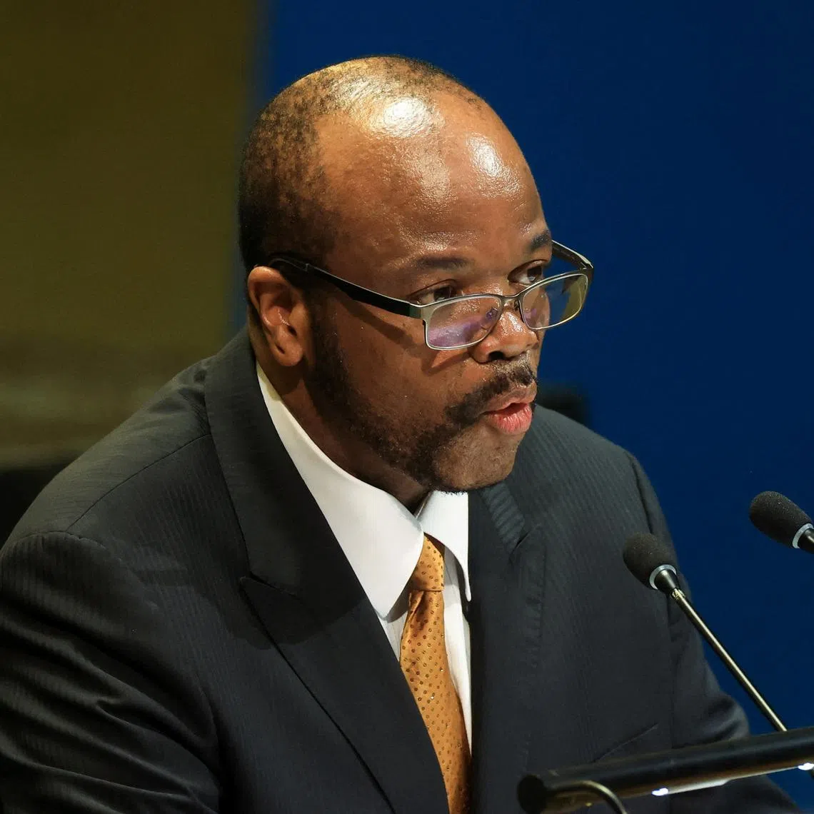 FILE PHOTO: Eswatini's King Mswati III addresses the 80th United Nations General Assembly (UNGA), at the U.N. headquarters in New York, U.S., September 25, 2025. REUTERS/Caitlin Ochs/File Photo