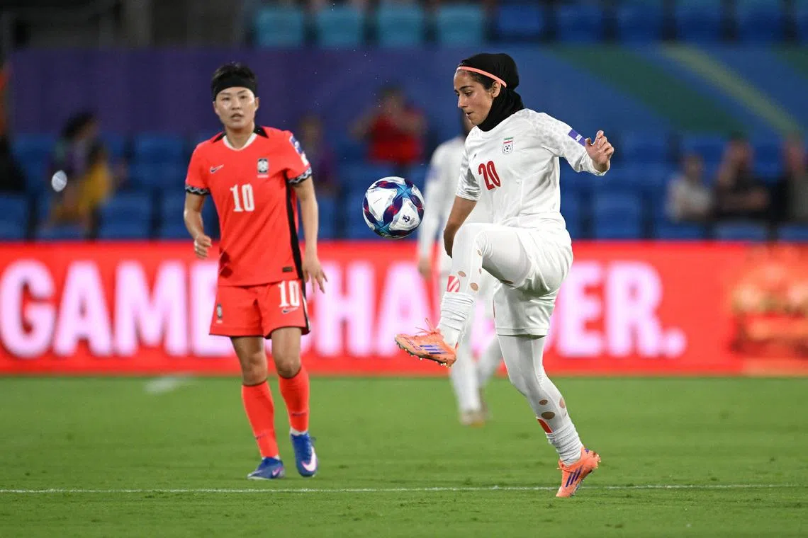 Sara Didar of Iran during the AFC Women's Asian Cup Group A match between South Korea and Iran at Robina Stadium on the Gold Coast, Australia, March 2, 2026. AAP/Dave Hunt via REUTERS