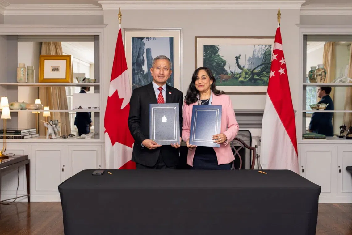Singapore Minister for Foreign Affairs Vivian Balakrishnan and Canadian counterpart Anita Anand signed a joint declaration to establish a Singapore-Canada Economic Partnership Framework.